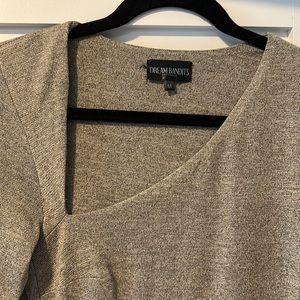 Dream Bandits long sleeve metallic gold ruched dress Medium- NEW!